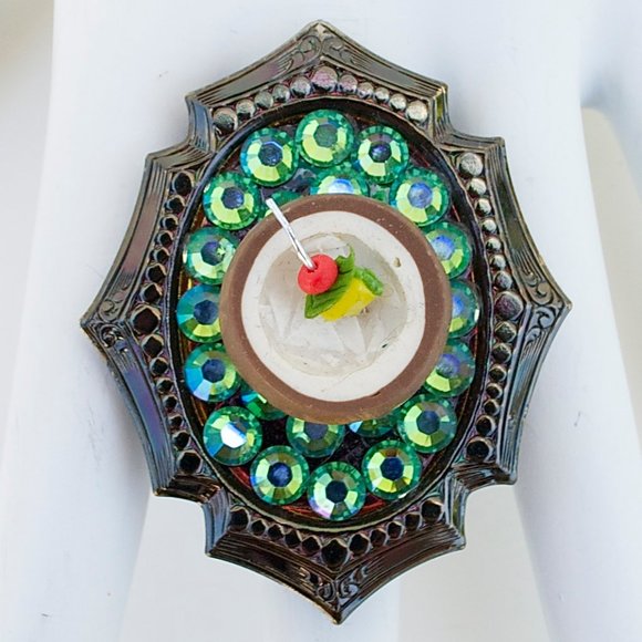 COCNUT FRUIT COCKTAIL RHINESTONE RING